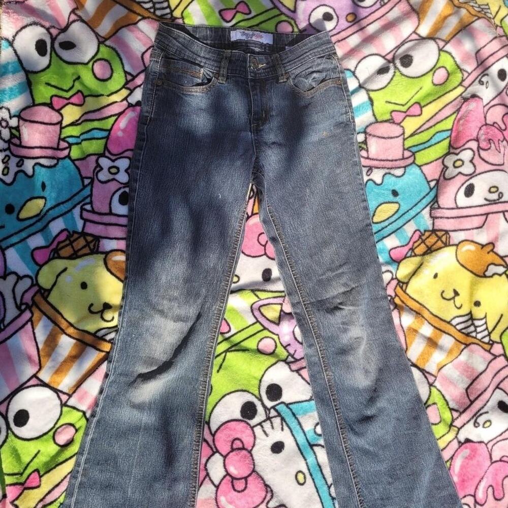 Foxy Jeans Brand Girls Size 12 Y2K 2000s Pants Cute Petite Semi Flared Skinny